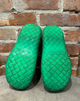 BOTTEGA VENETA WOVEN MULE SLIDES ‘GREEN’