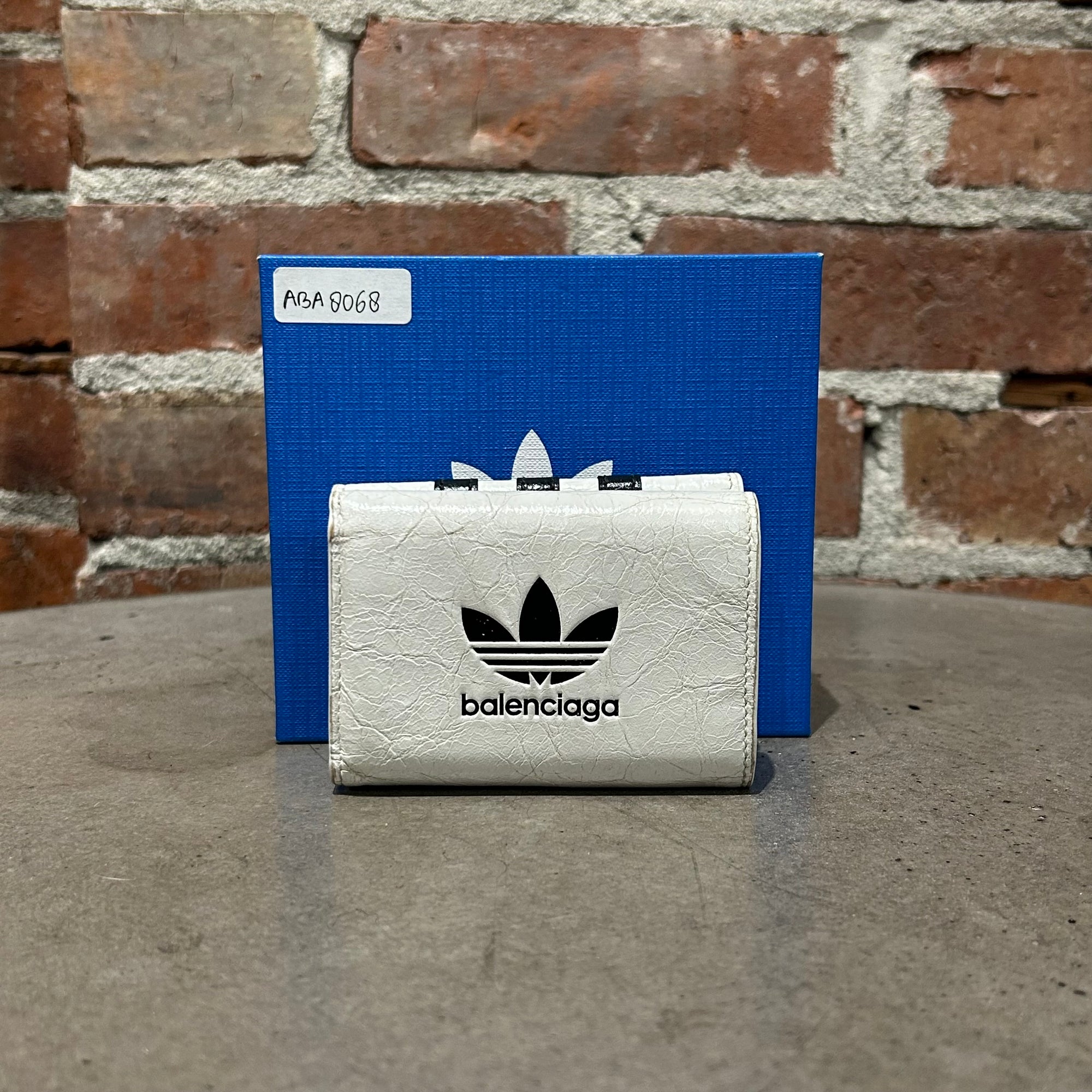 BALENCIAGA X ADIDAS TRIFOLD LAMBSKIN WALLET ‘BLACK/WHITE’