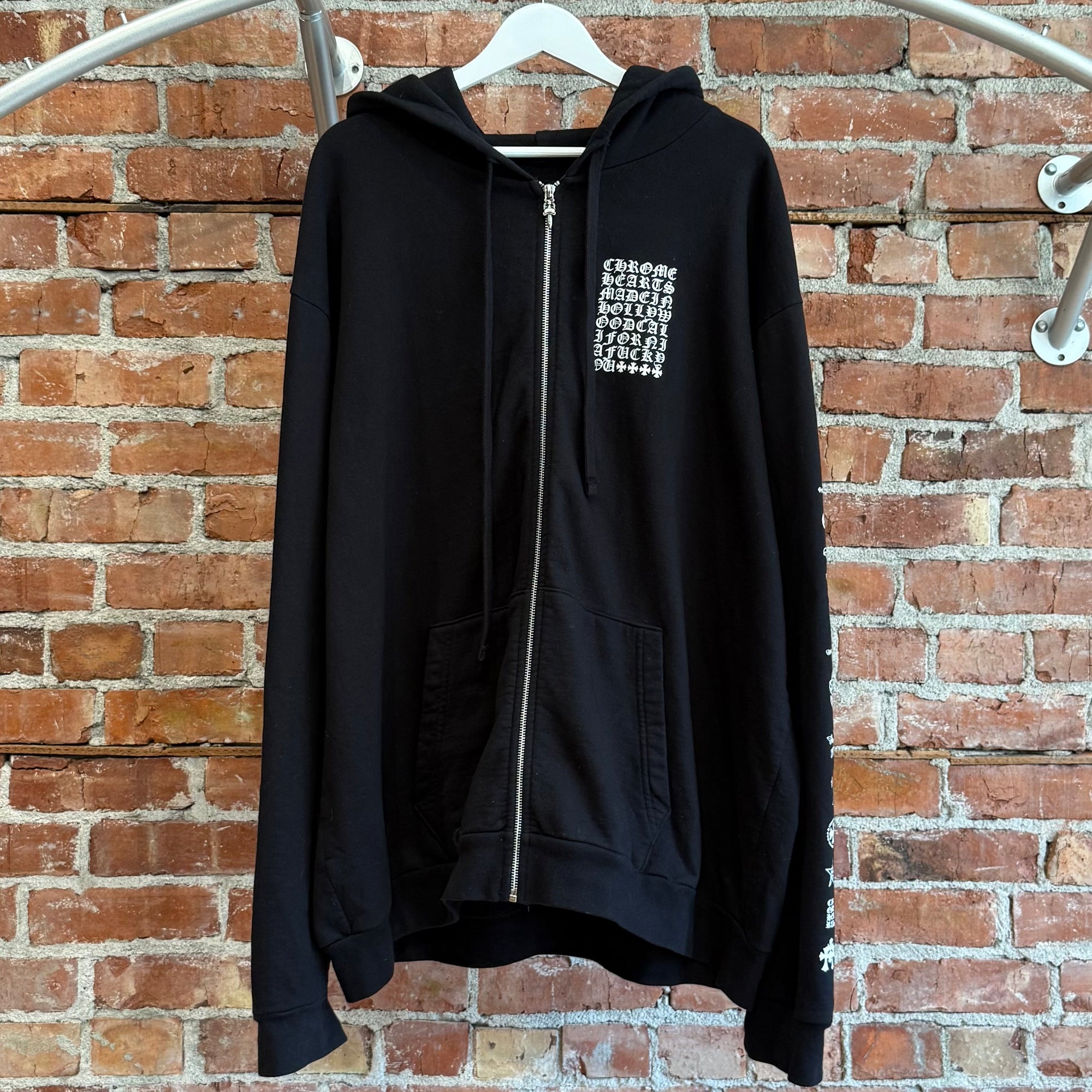 CHROME HEARTS EYE CHART MULTI-LOGO ZIP HOODIE ’BLACK’