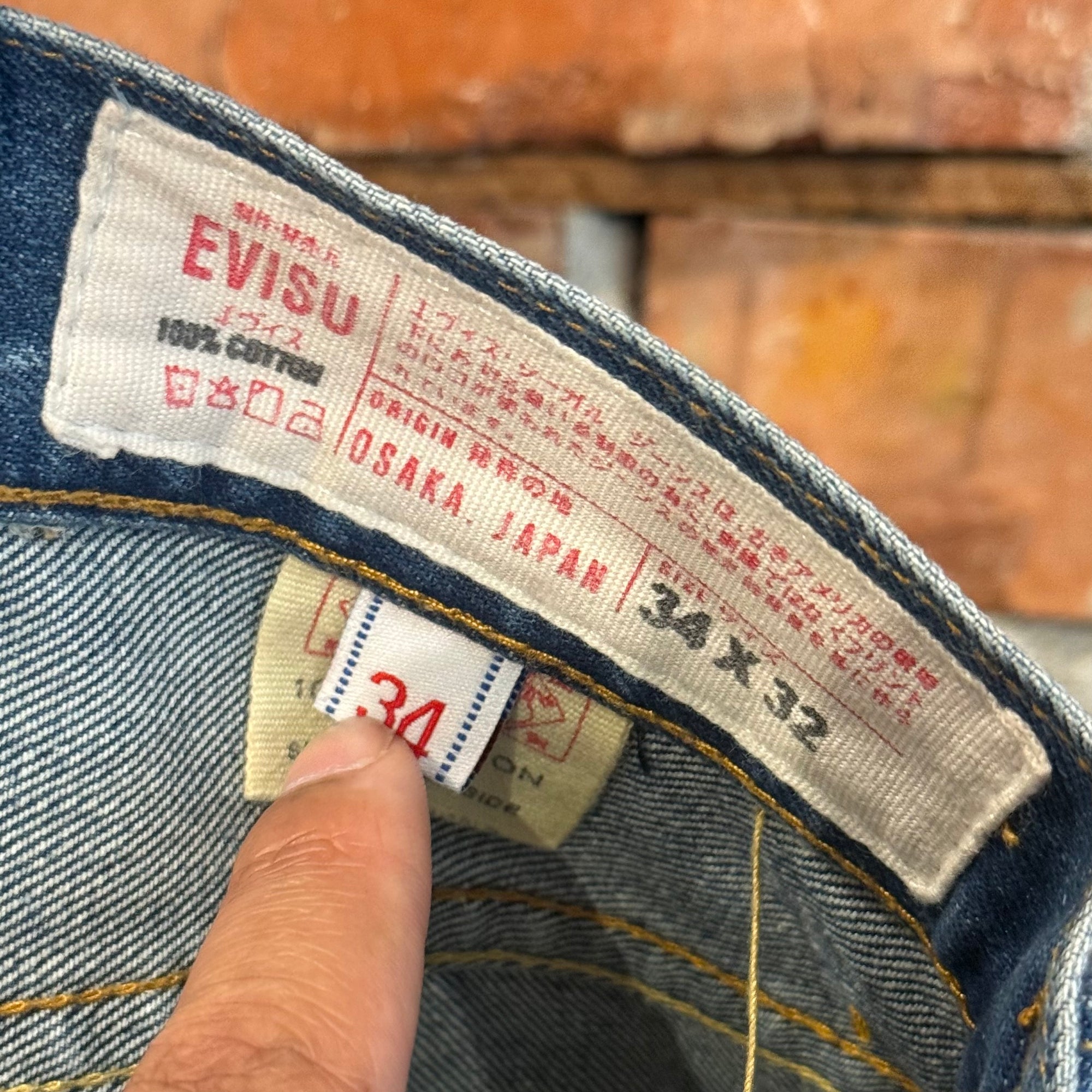 EVISU LOT 005 OFFSET GULL PRINT DENIM ‘BLUE/IVORY’