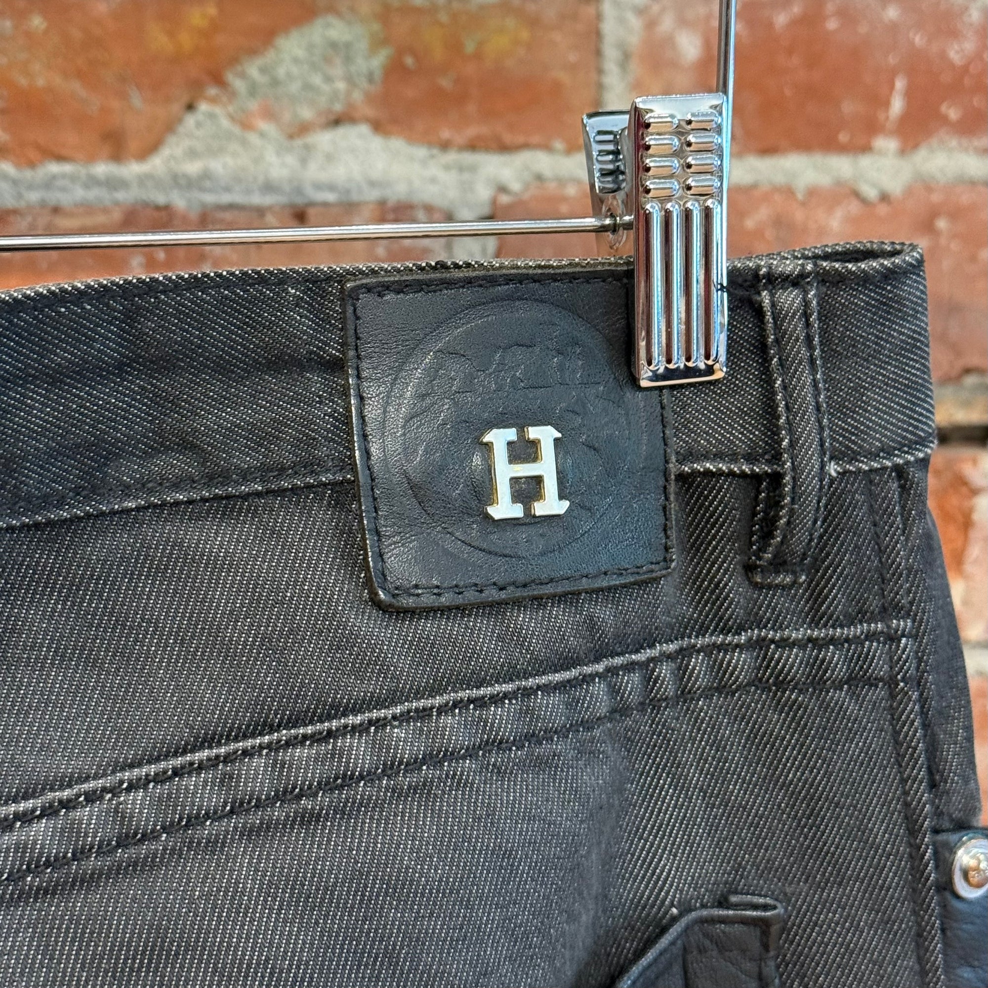 HERMES VINTAGE LEATHER DETAILED DENIM ‘BLACK’