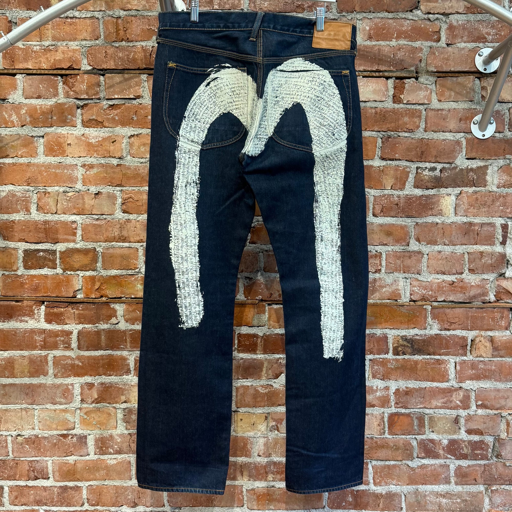 EVISU LOT 0000 PAINTBRUSH DIACOCK DENIM 'INDIGO/WHITE'