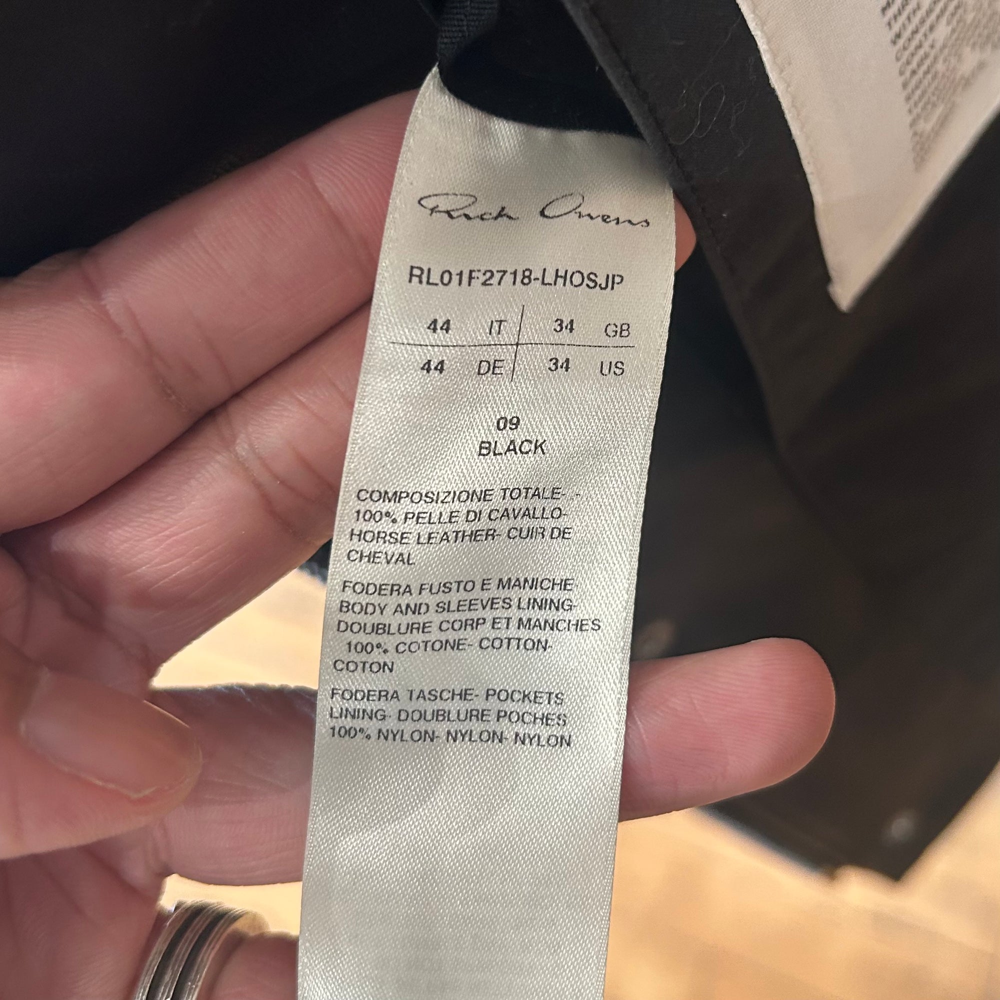 RICK OWENS X SUIC*DE SS26 TEMPLE VEGA LEATHER JACKET ‘BLACK’
