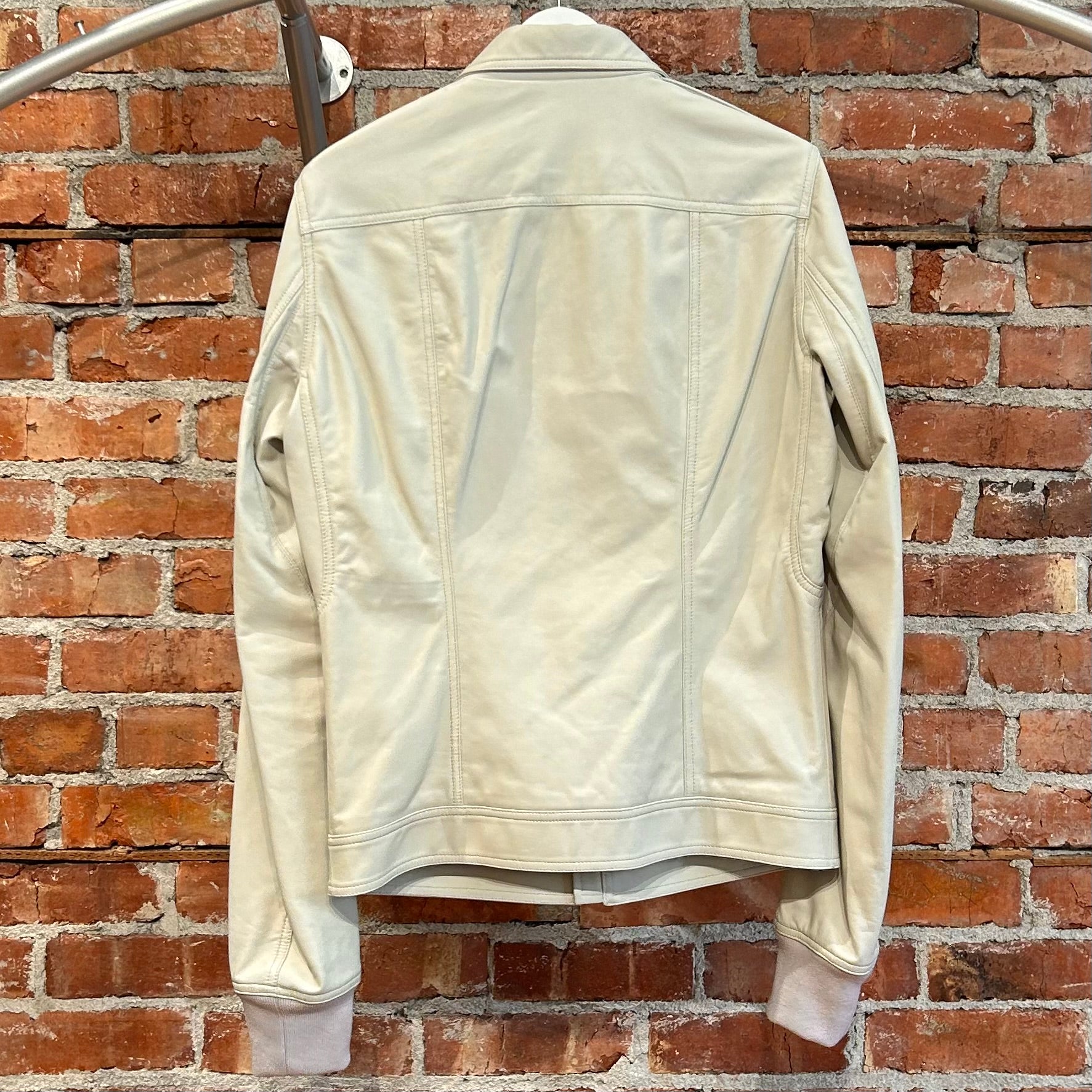 RICK OWENS SS19 BABEL LAMBSKIN MOTO LEATHER JACKET 'OYSTER'