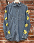 KAPITAL SMILEY CHAMBRAY BUTTON UP SHIRT ‘BLUE’