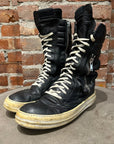 RICK OWENS LEATHER CARGO GEOBASKETS ‘BLACK’