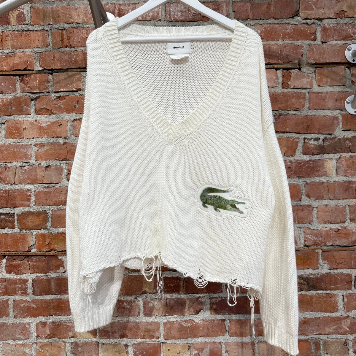 DOUBLET SS19 ALLIGATOR 3D PATCH KNIT SWEATER ‘WHITE’