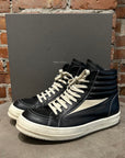 RICK OWENS MAINLINE LEATHER VINTAGE HIGH SNEAKERS ‘BLACK’