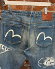 EVISU LOT 2023 GRAFFITI PRINT DENIM ‘BLUE/WHITE’