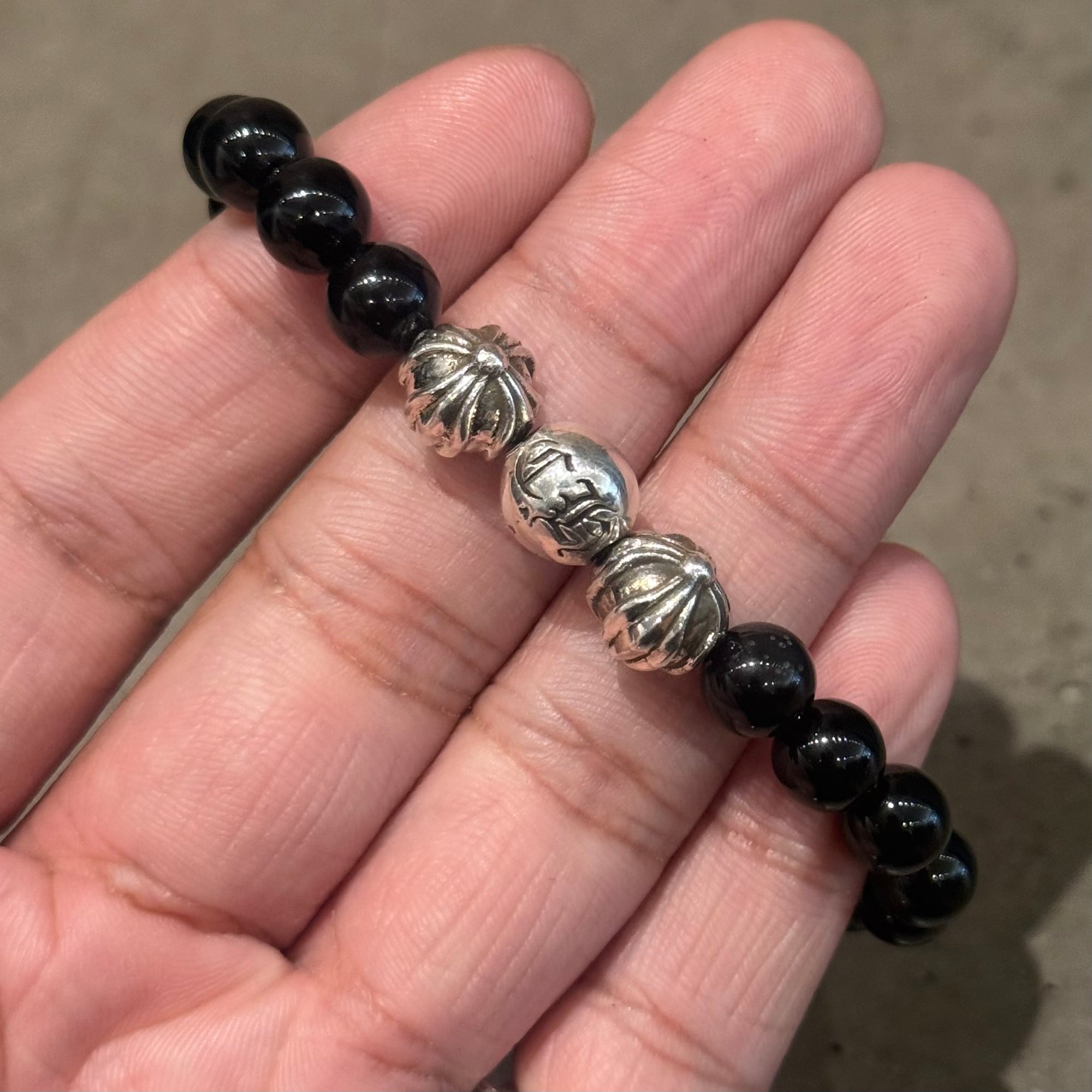 CHROME HEARTS 10MM OBSIDIAN 5-BEAD BRACELET ‘BLACK’