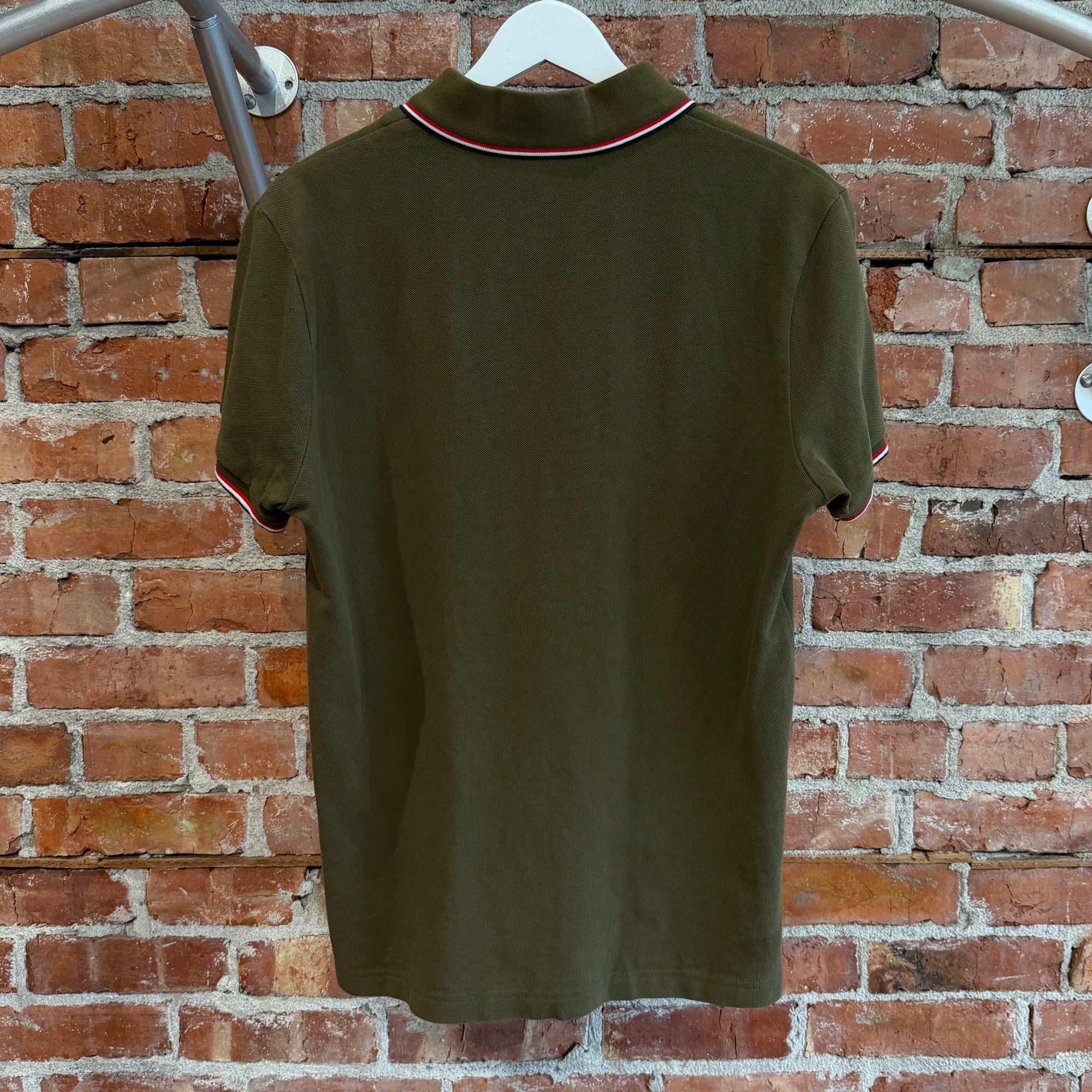 MONCLER TRICOLOR TRIMMED PIQUE POLO ‘OLIVE’