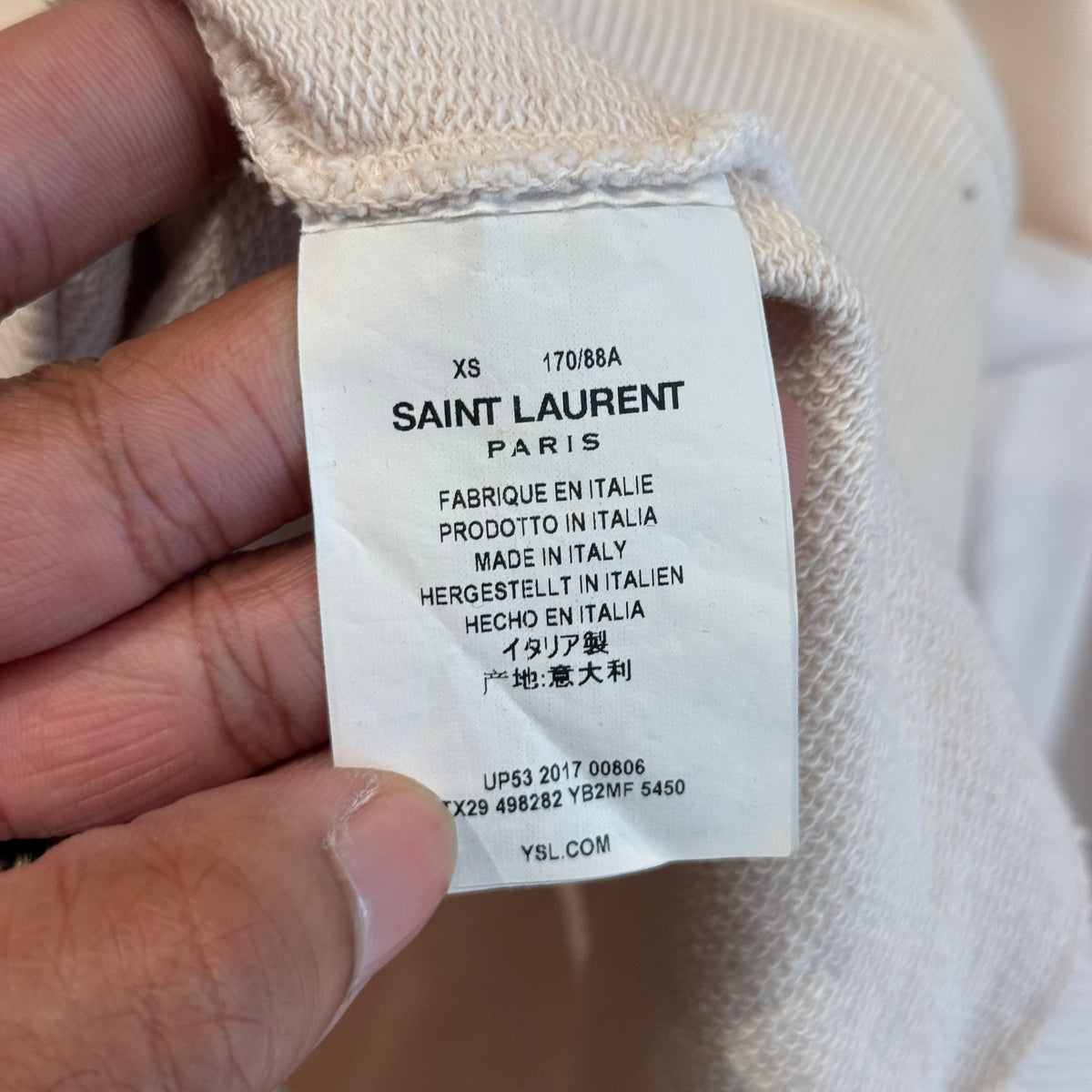 SAINT LAURENT SS17 MINI LOGO CREWNECK ‘CREAM’
