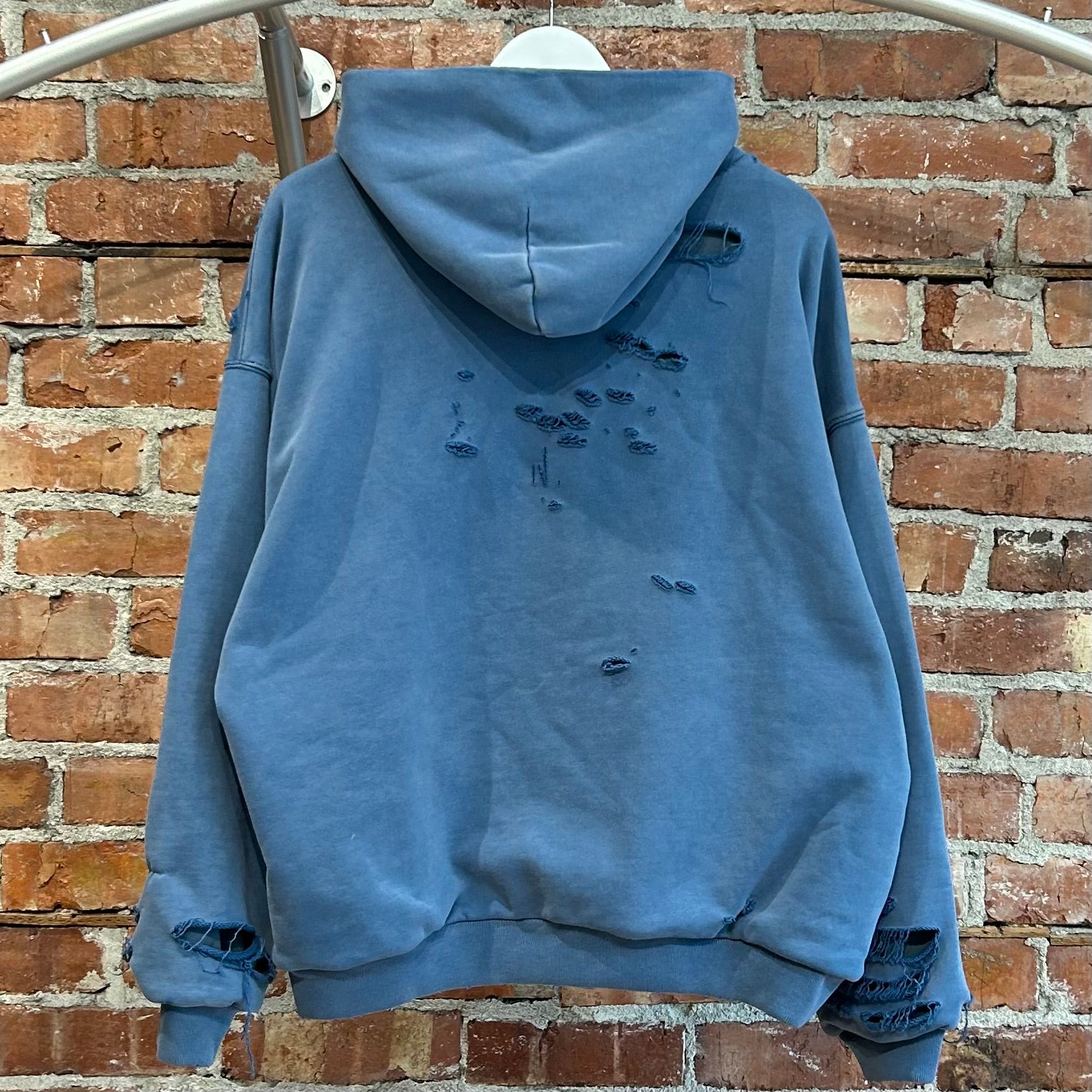 BALENCIAGA FW25 DISTRESSED 3B SPORTS ICON HOODIE ‘BLUE’