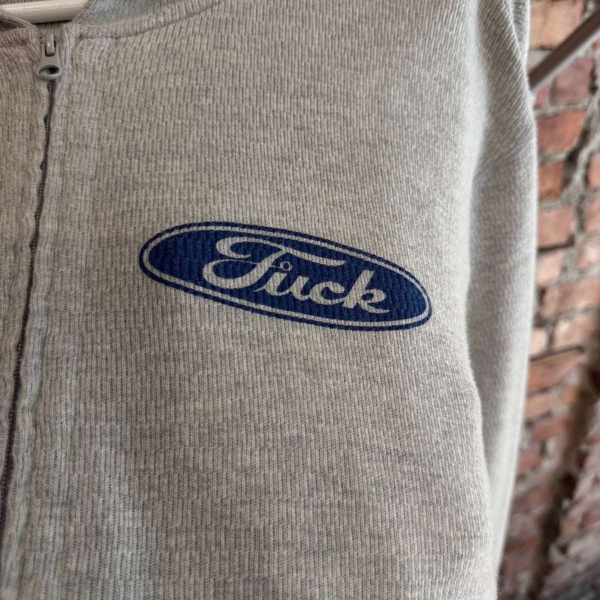 HYSTERIC GLAMOUR F*CK FORD THERMAL ZIP HOODIE ‘GRAY’