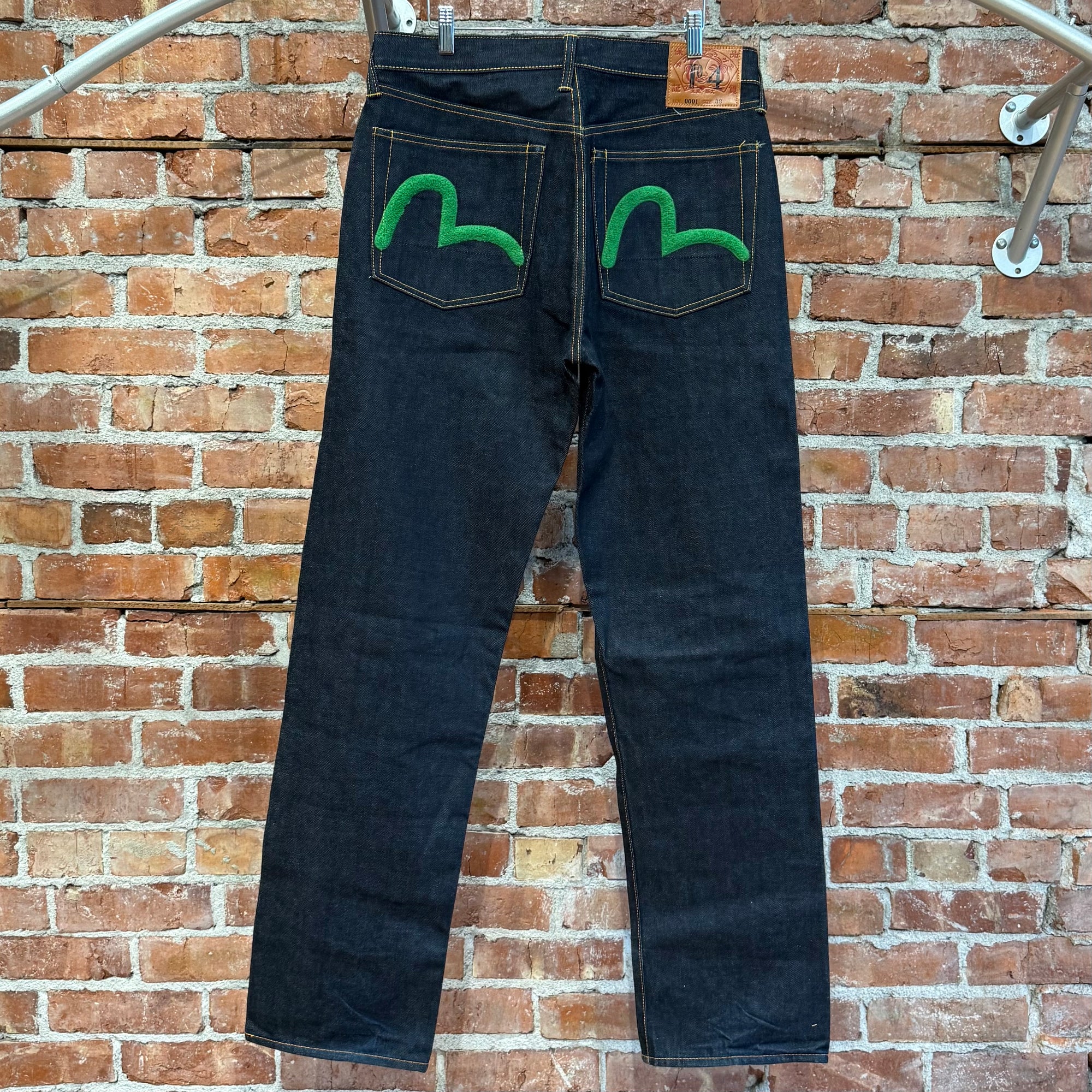 EVISU LOT 0001 CHENILLE GULL DENIM 'INDIGO/GREEN'