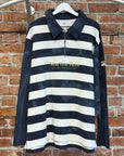 MARTINE ROSE EMBROIDERED QUARTER ZIP RUGBY ‘NAVY/WHITE’