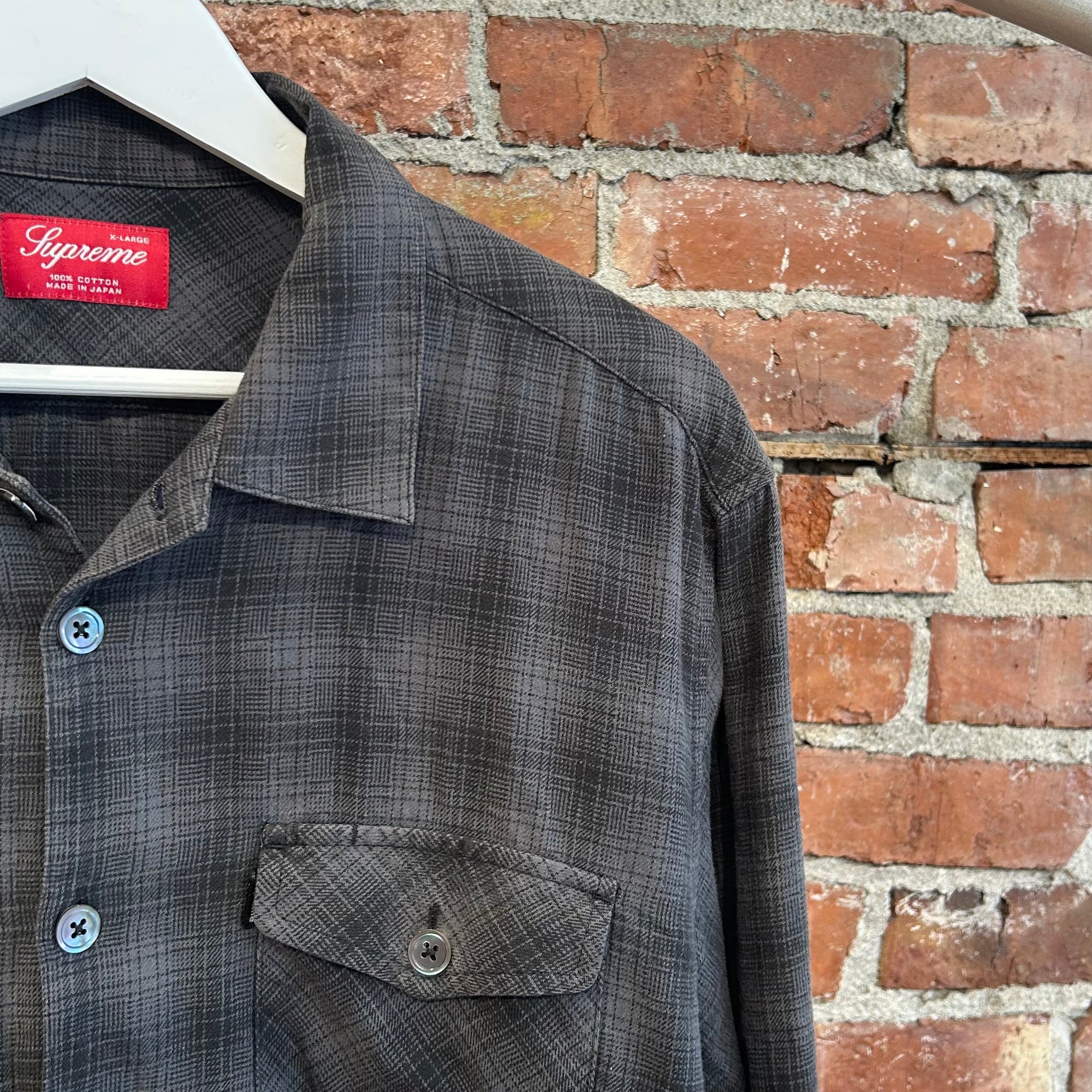 SUPREME FW22 SHADOW PLAID FLANNEL ‘BLACK’