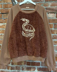 KAPITAL GRIZZLY FLEECE SMILEY CREWNECK ‘TERRACOTTA’