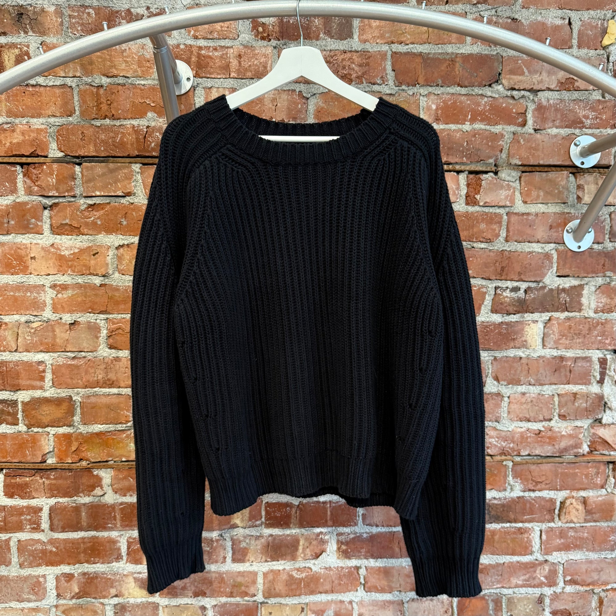 KTWO STUDIOS FISHERMAN KNIT CREWNECK SWEATER ‘BLACK’