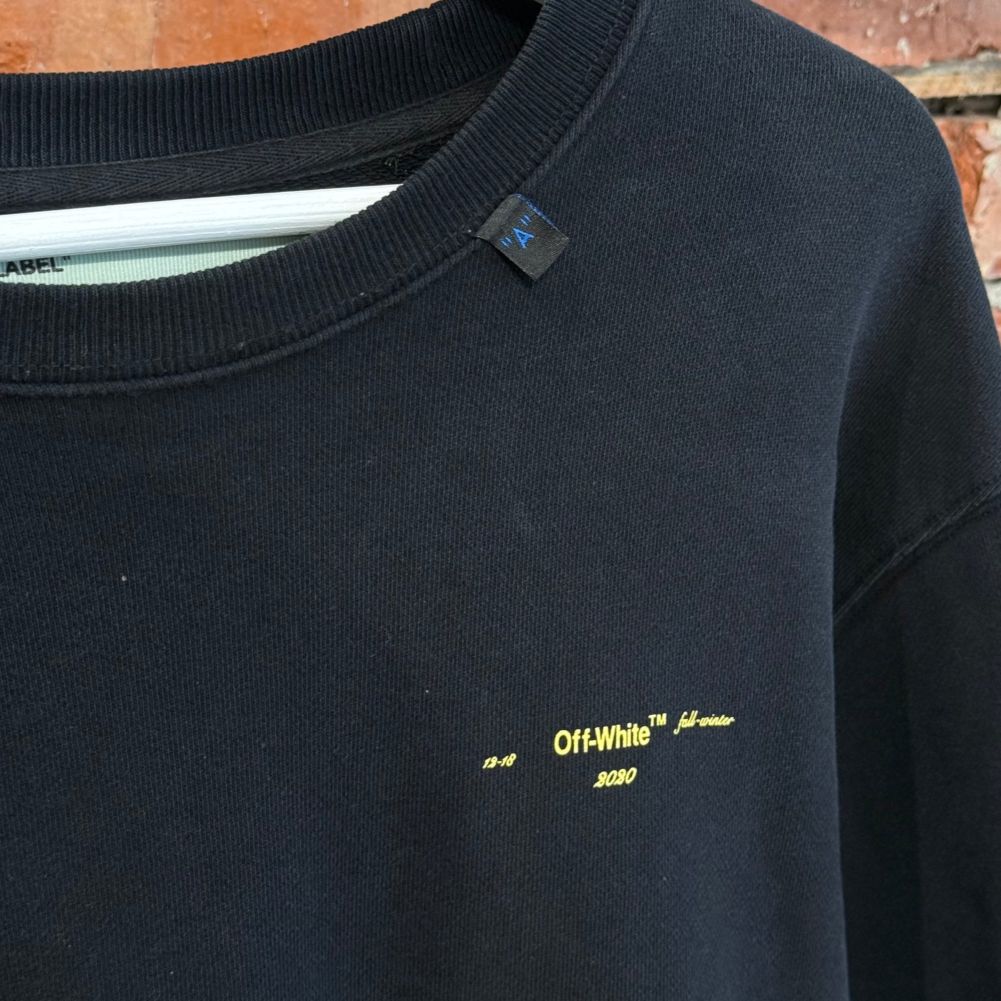 OFF-WHITE FW18-19 CONSTURCTION LOGO CREWNECK ‘BLACK’