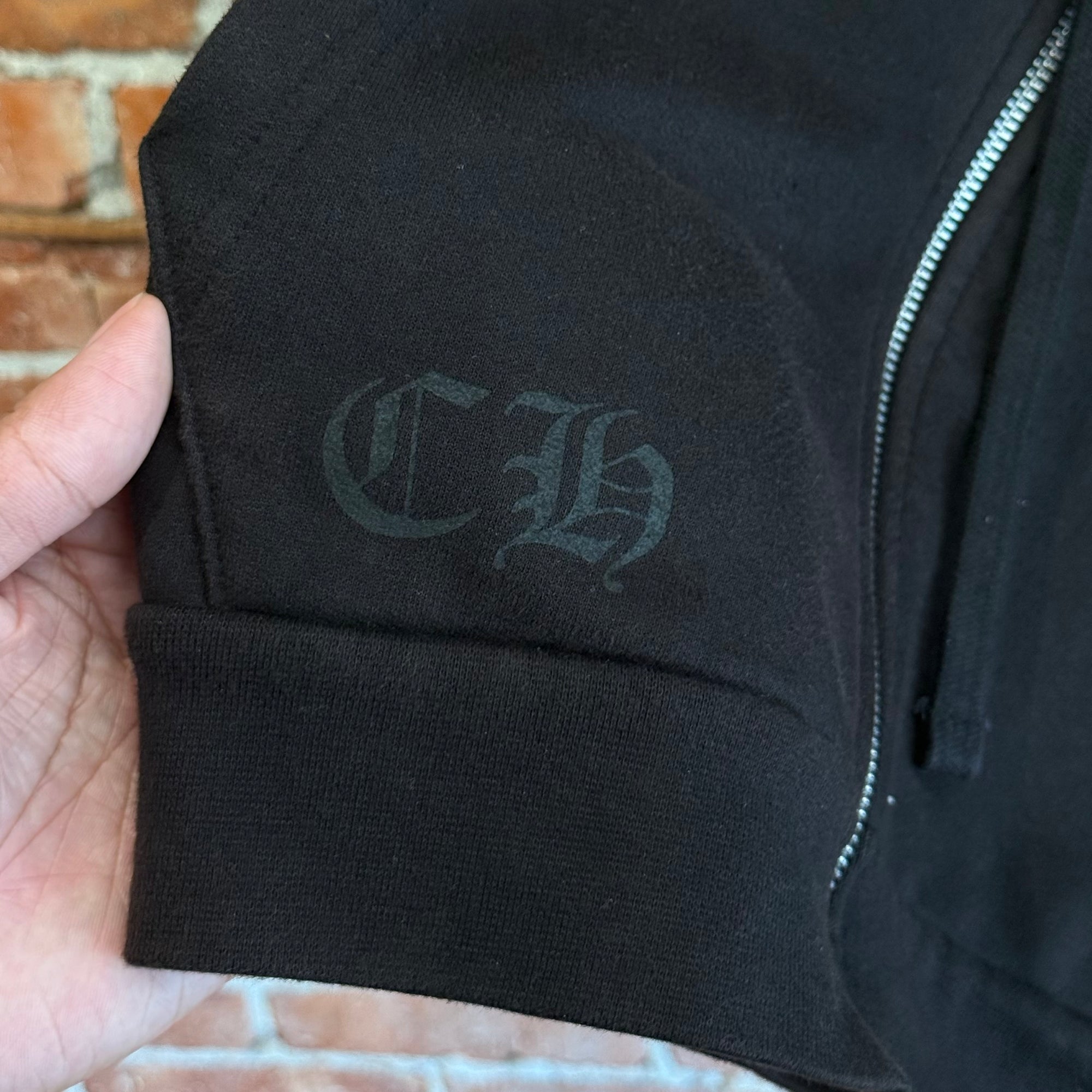 CHROME HEARTS VERTICAL LOGO ZIP HOODIE ’BLACK’