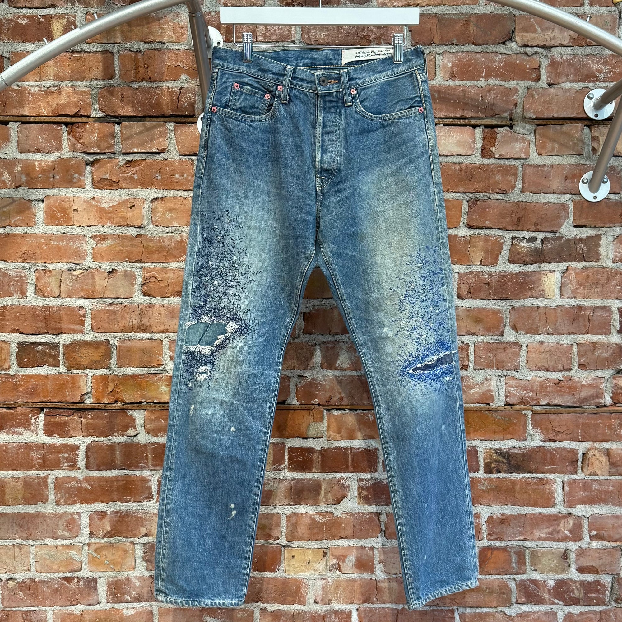 KAPITAL VIP ORDER 5P MONKEY CISCO "3 YEAR FADE" SASHIKO DENIM ‘BLUE’