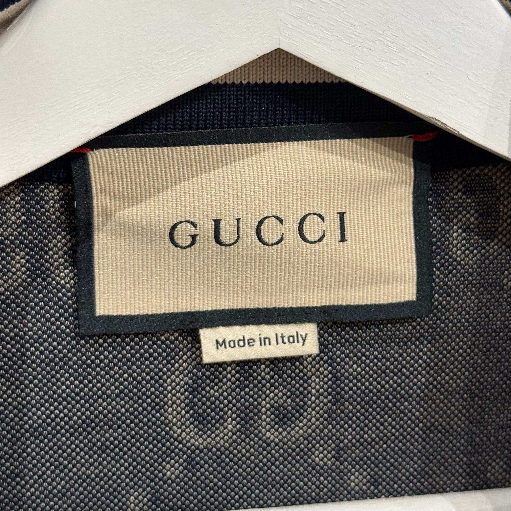GUCCI GG PATTERN TRACK JACKET ‘NAVY/RED’