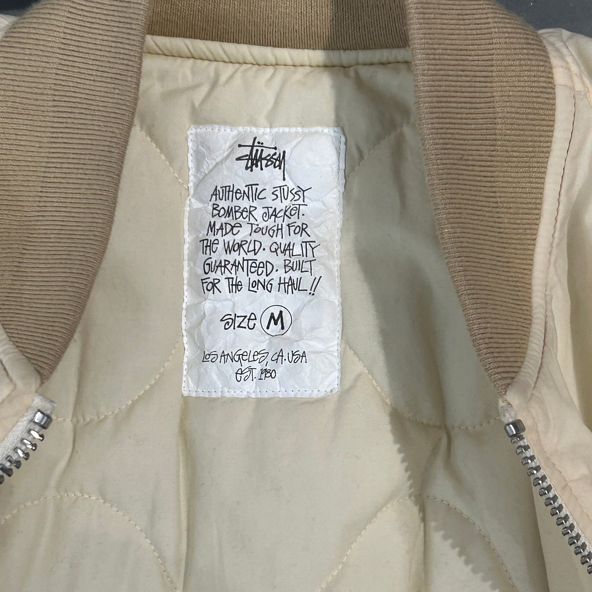 STUSSY REVERSIBLE MA-1 FLIGHT BOMBER JACKET ‘CREAM’