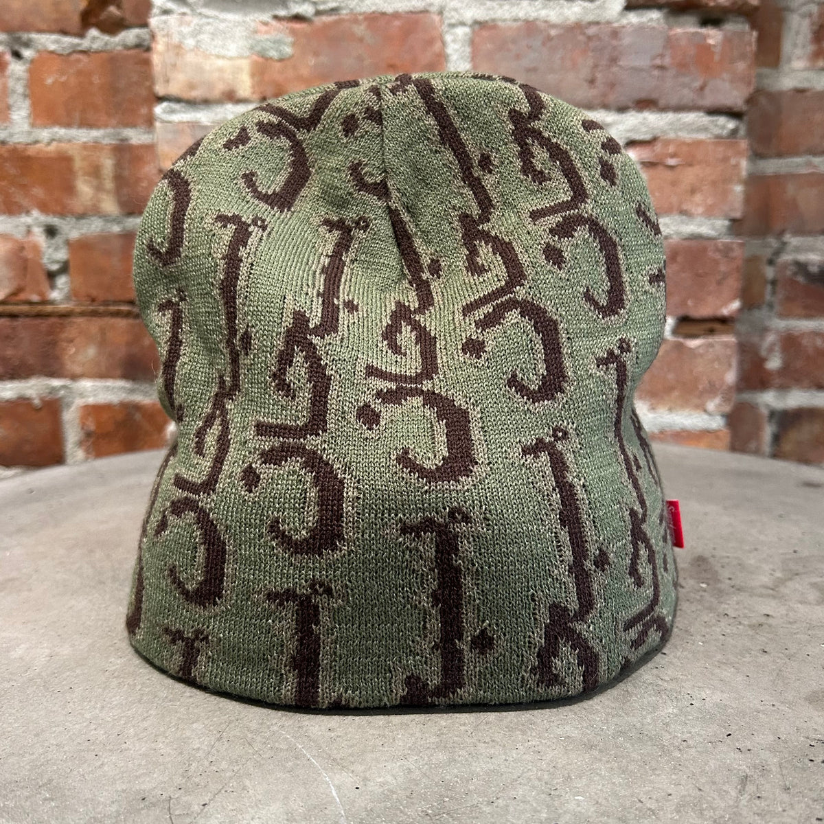 SUPREME FW25 ARABIC LOGO JACQUARD BEANIE ‘OLIVE’