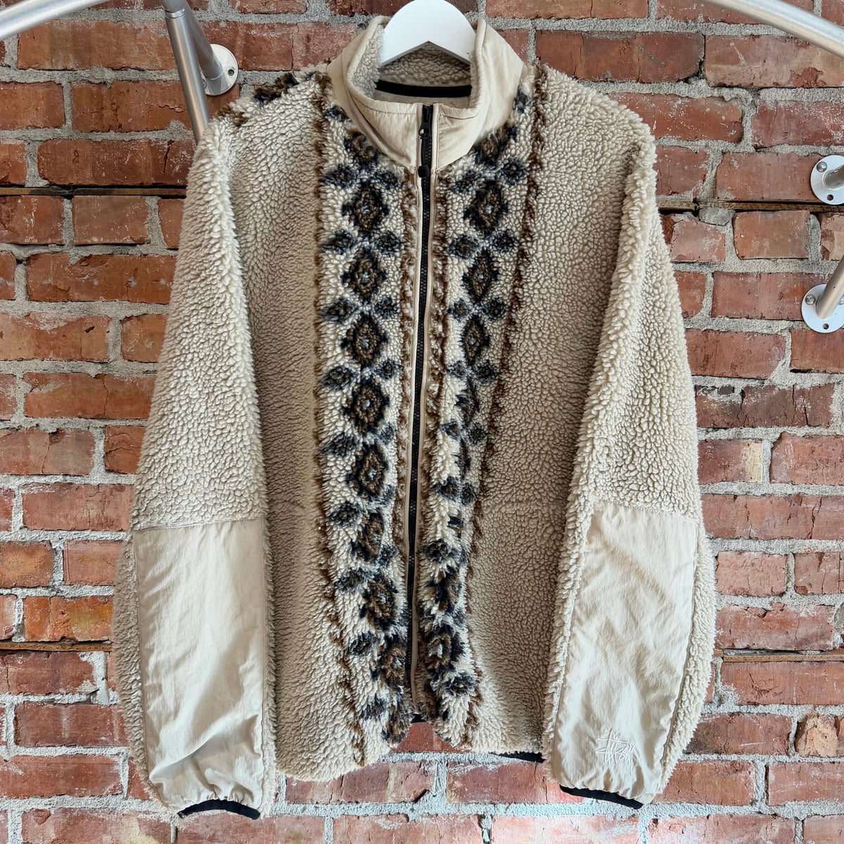 STUSSY LIMA JACQUARD SHERPA JACKET ‘CREAM/BROWN’
