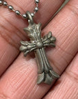 CHROME HEARTS SMOKED DOUBLE CH CROSS  NECKLACE ‘SILVER’