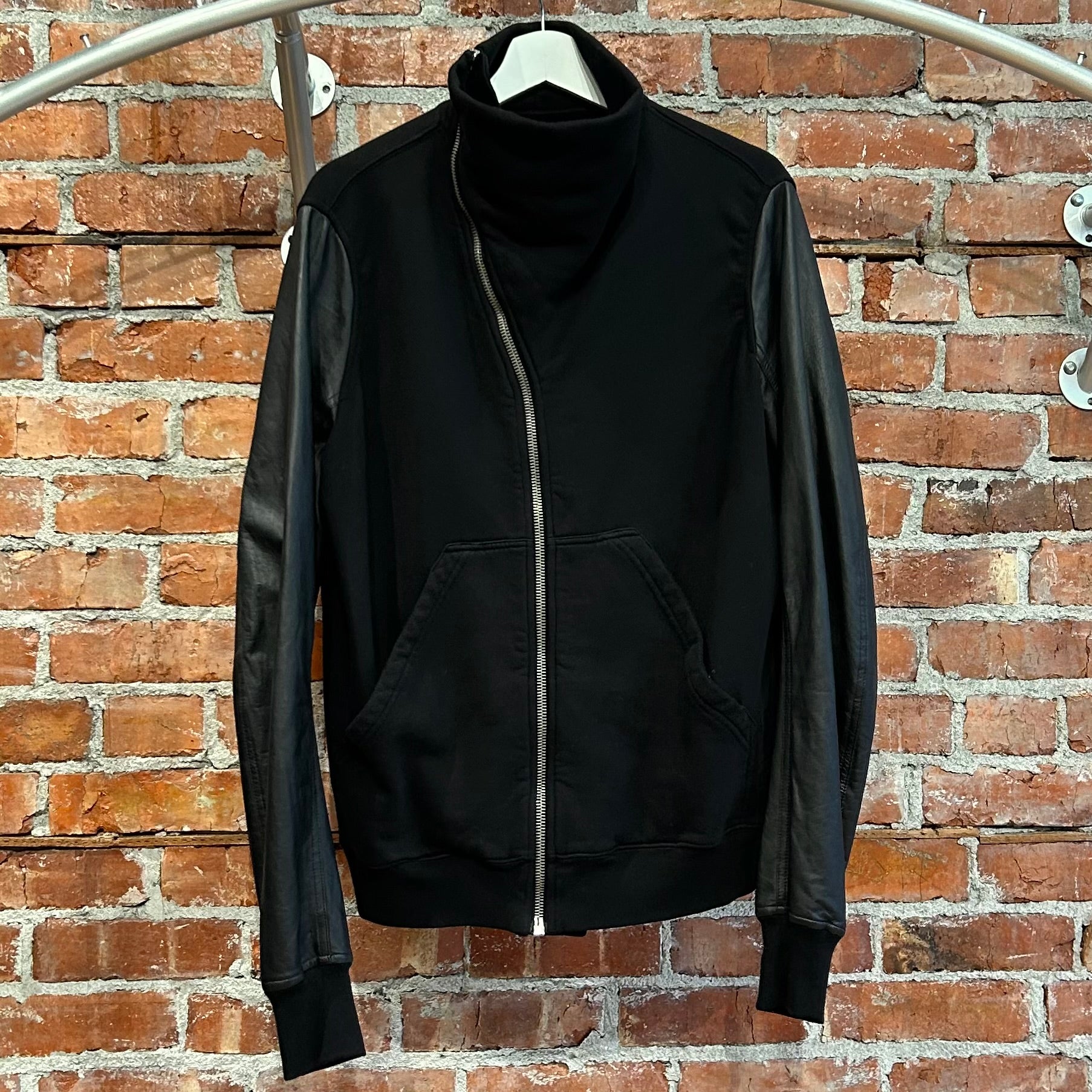 RICK OWENS SS15 DRKSHDW HYBRID LEATHER MOUNTAIN ZIP JACKET ‘BLACK’