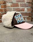 KAPITAL SHERPA EAR FLAP TRUCKER HAT ‘BROWN/PINK’