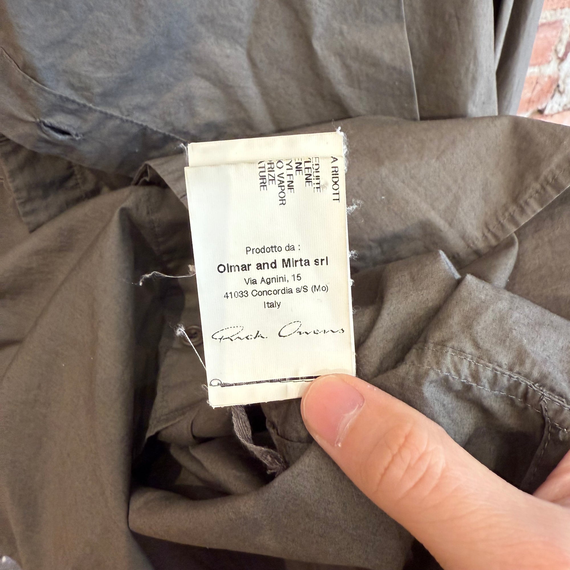 RICK OWENS SS13 AIRCUT SHIRT PRODUCTION SAMPLE