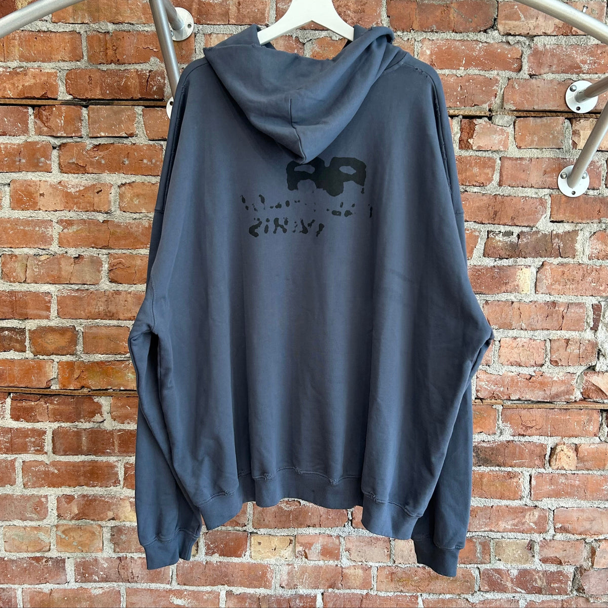 BALENCIAGA SS23 GRAFFITI INK SPLASH HOODIE ‘DIRTY BLUE’