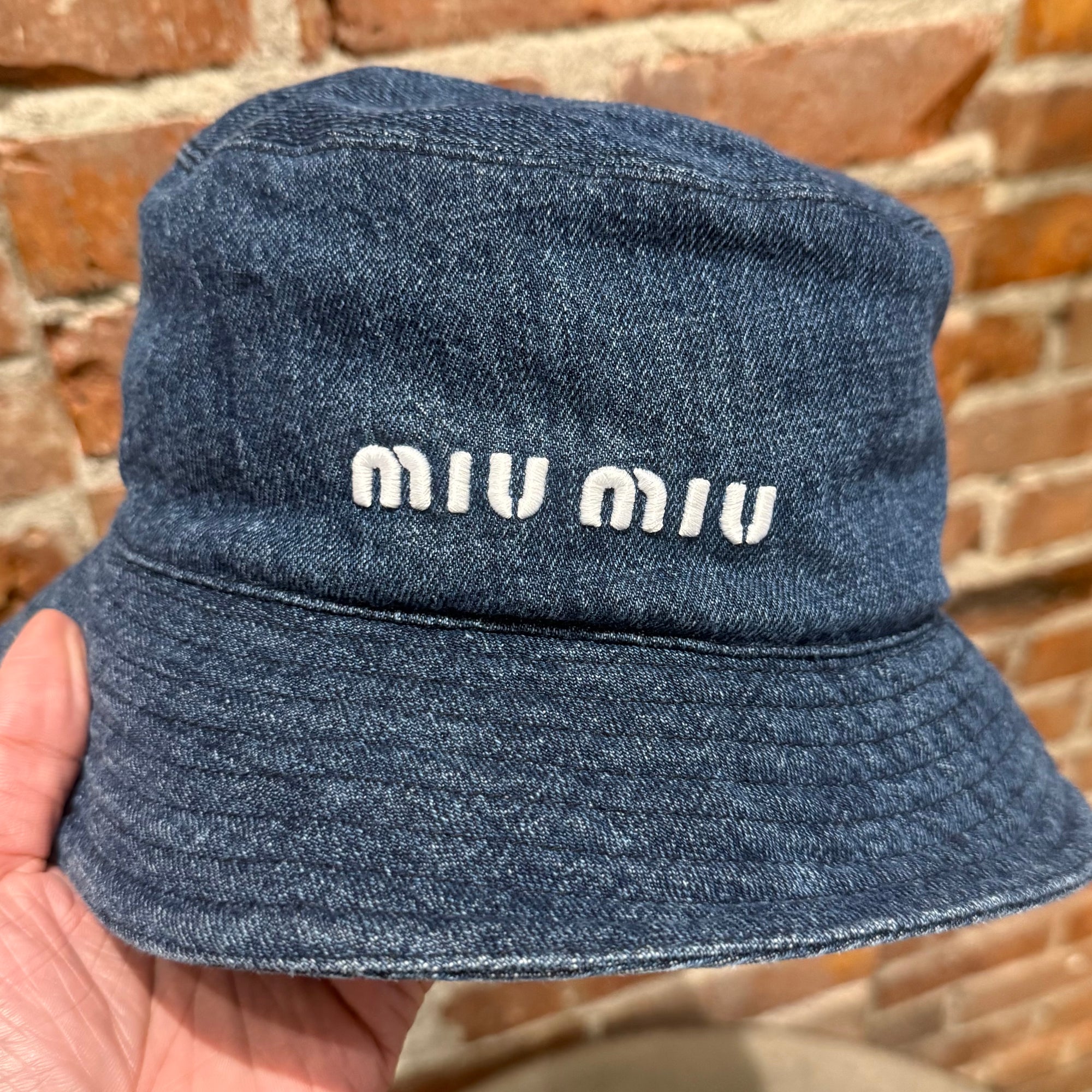 MIU MIU SS25 DENIM BUCKET HAT ‘DARK BLUE’