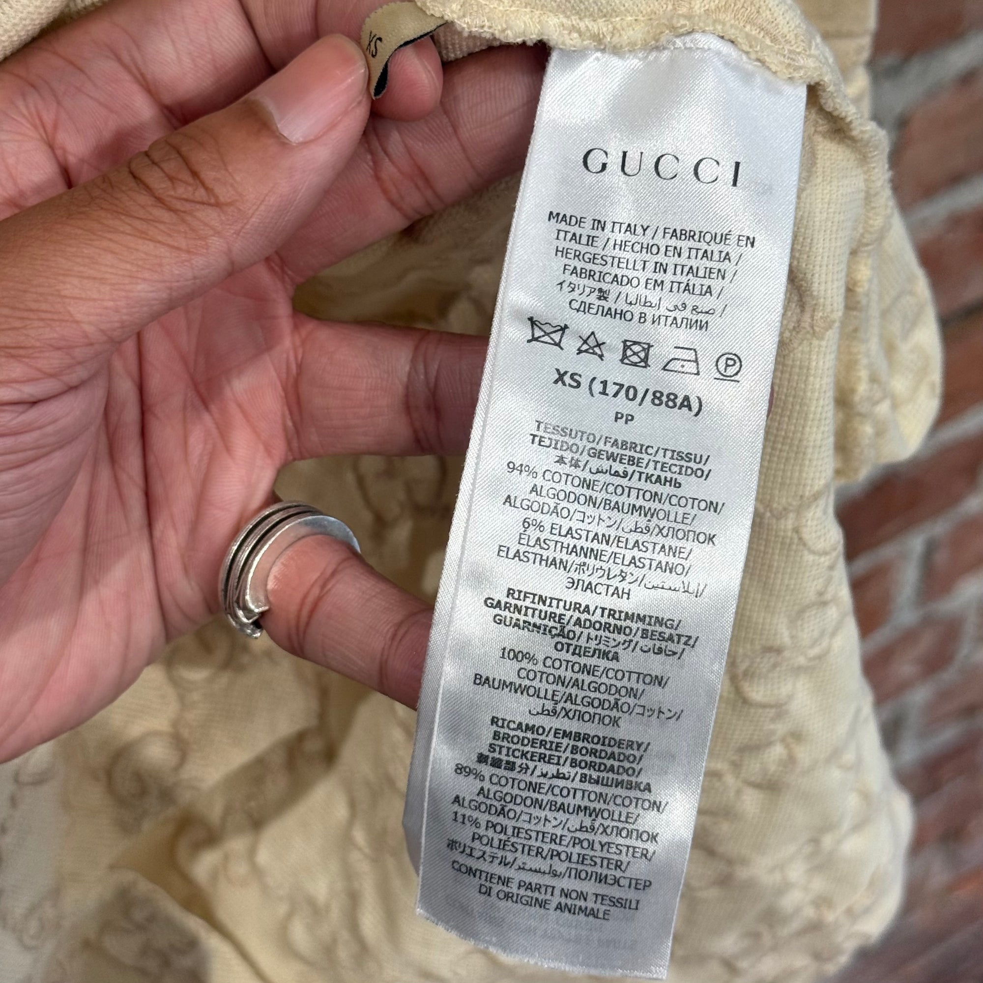 GUCCI JACQUARD GG TIPPED POLO SHIRT ‘CREAM’
