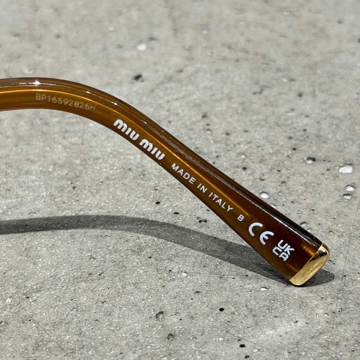 MIU MIU 11ZS RECTANGULAR SUNGLASSES ‘OPAL AMBER’