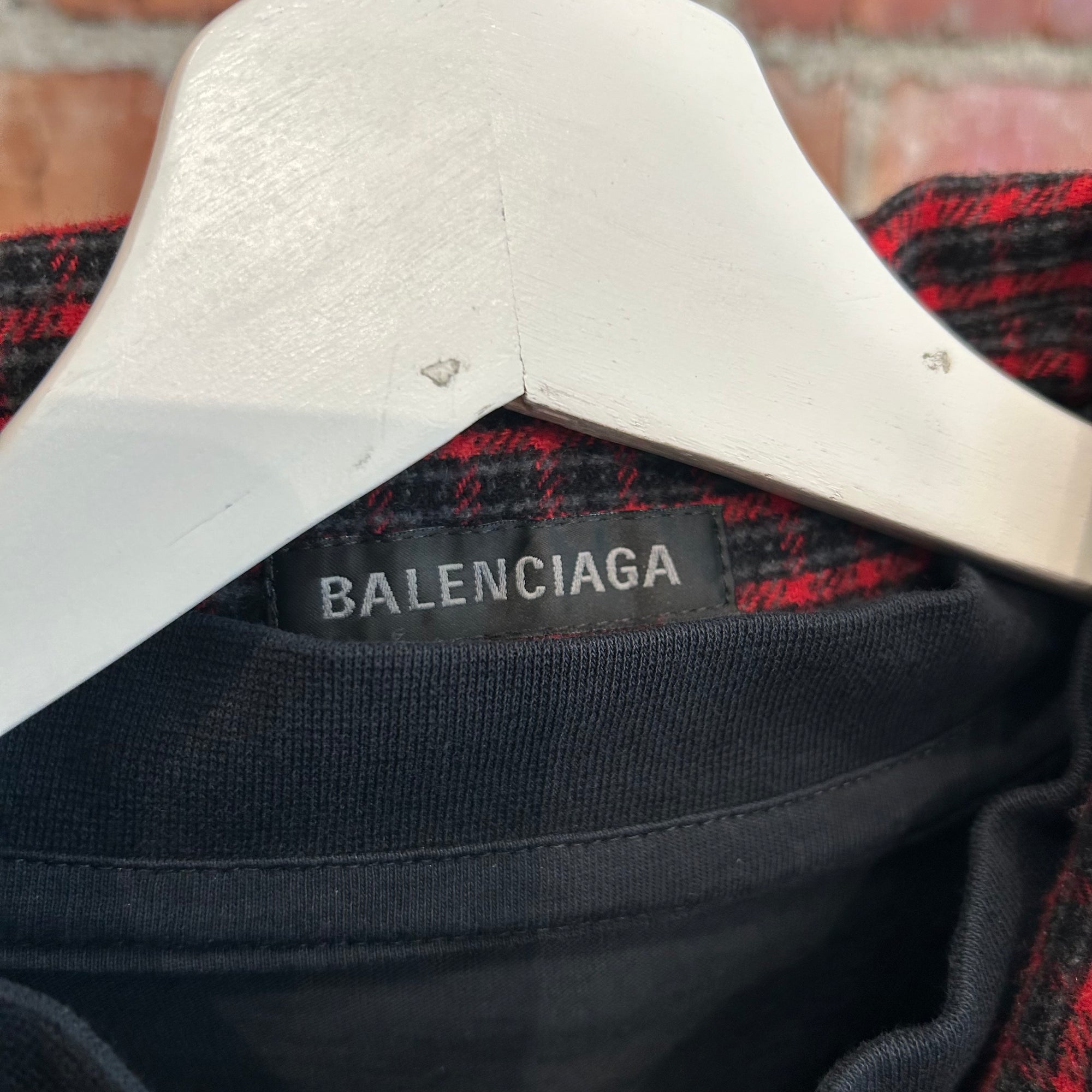BALENCIAGA SS25 CHECK FRAYED CAMPAIGN SHIRT ‘RED/BLACK’