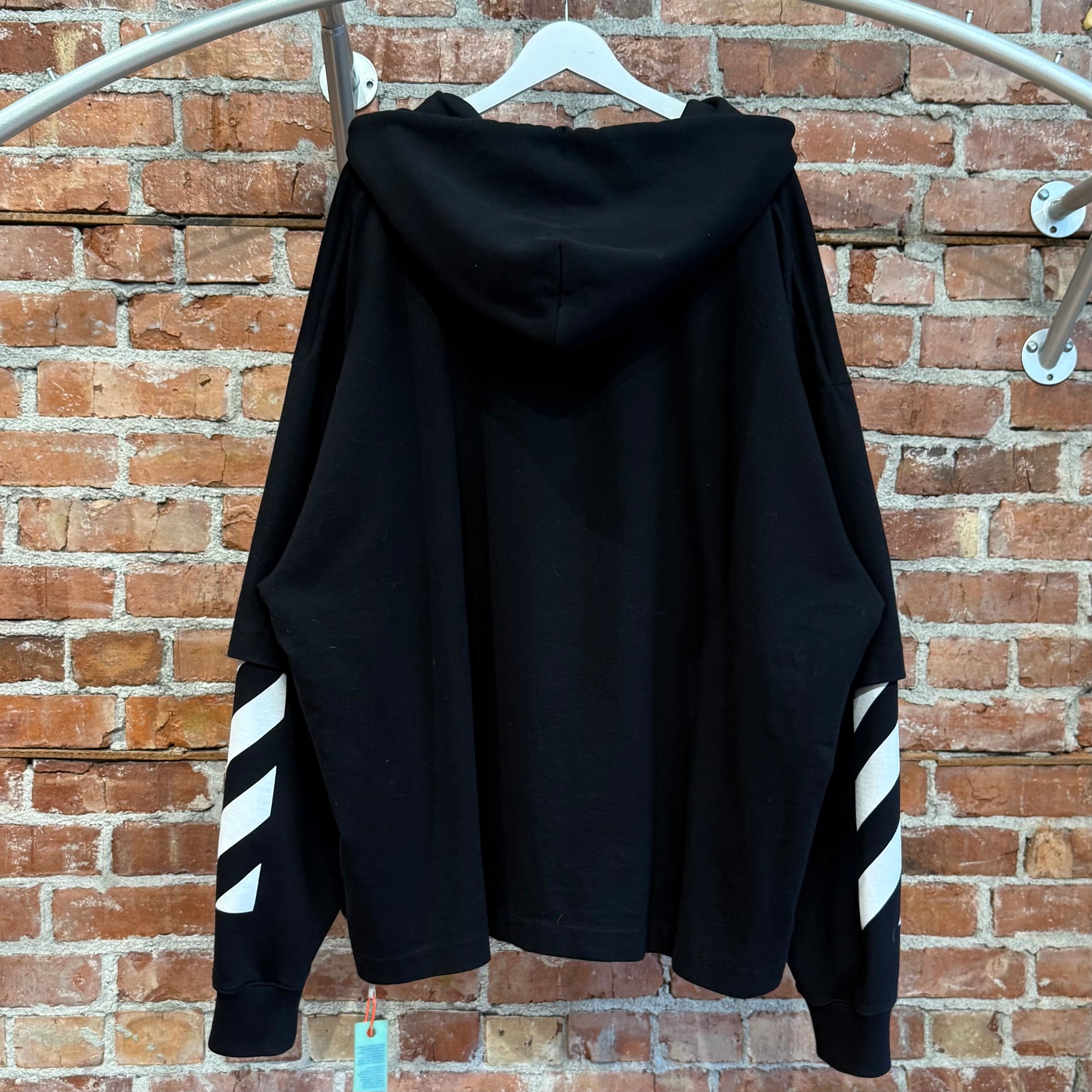OFF-WHITE DIAGONAL HELVETICA LAYER HOODIE ‘BLACK’