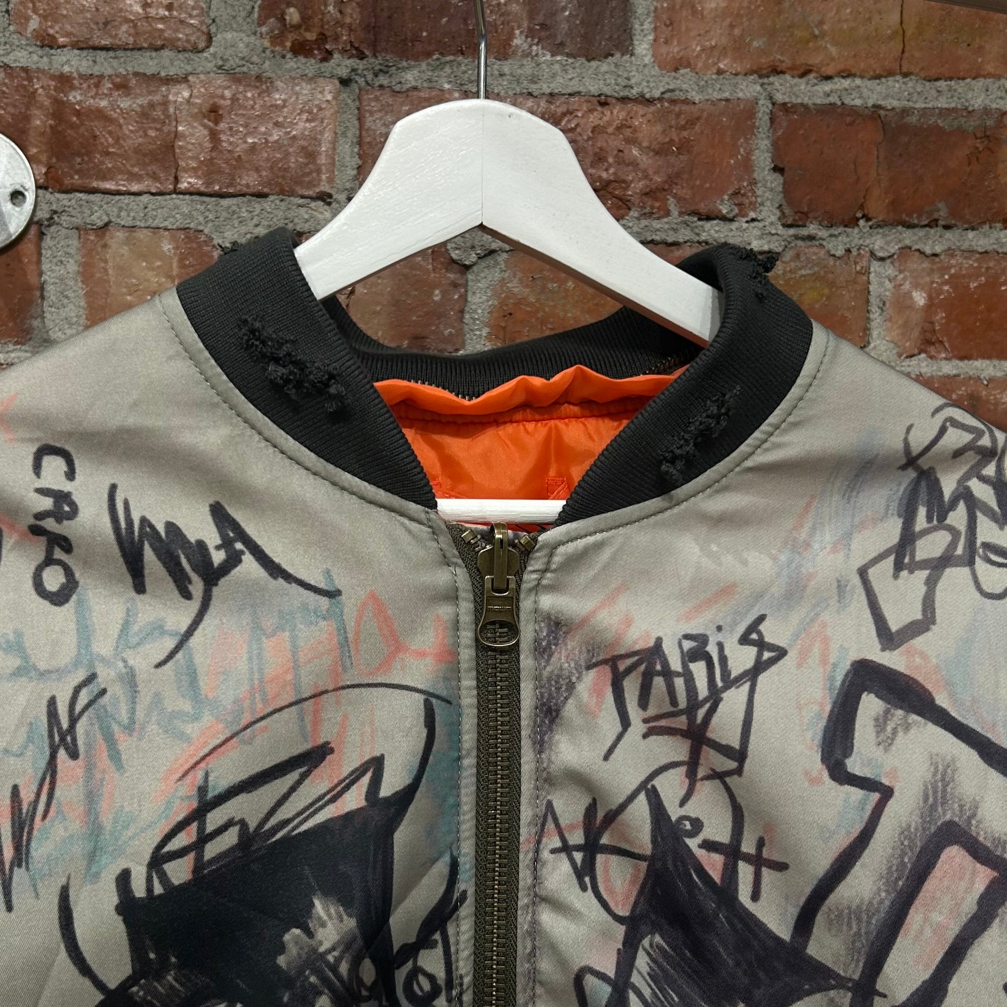 MOWALOLA HYBRID GRAFFITI HOODED BOMBER ‘SAGE’