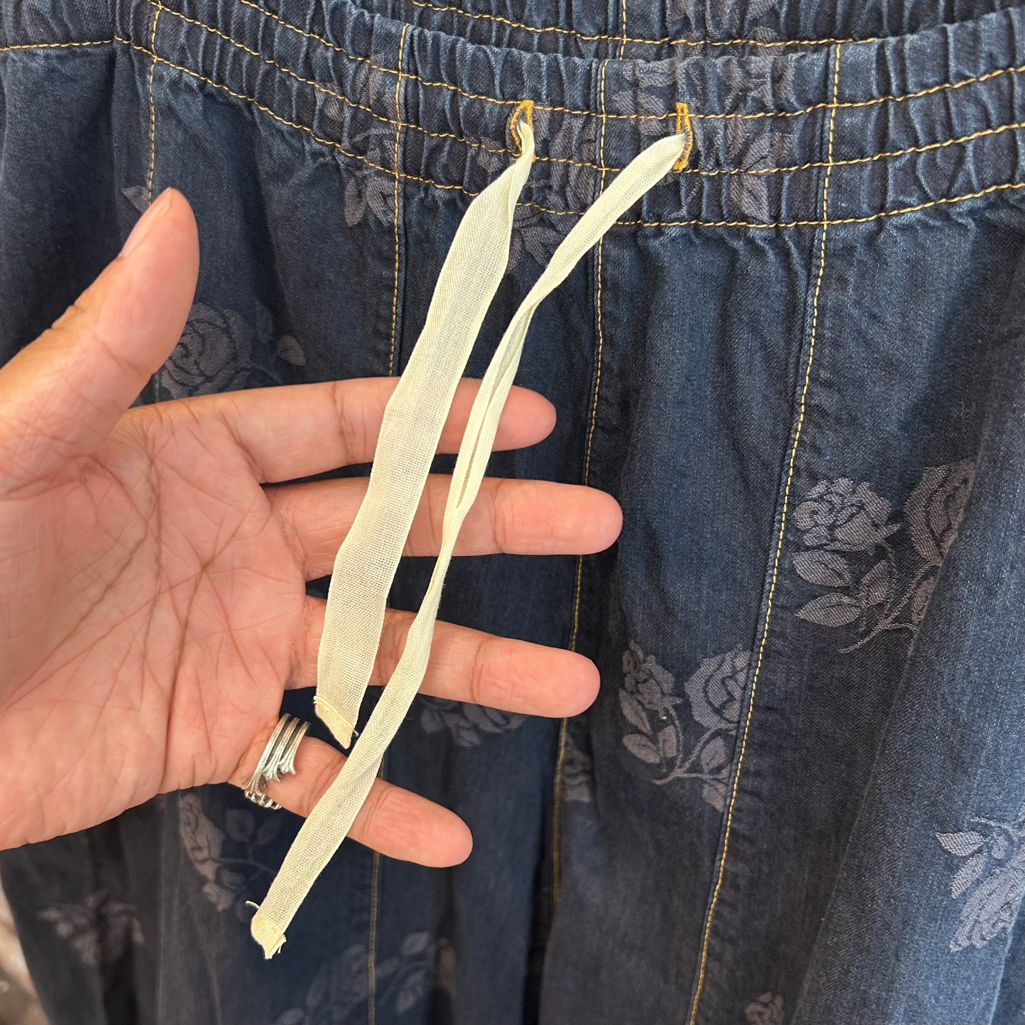 NEEDLES FLORAL PATTERN HD TROUSERS ‘INDIGO’