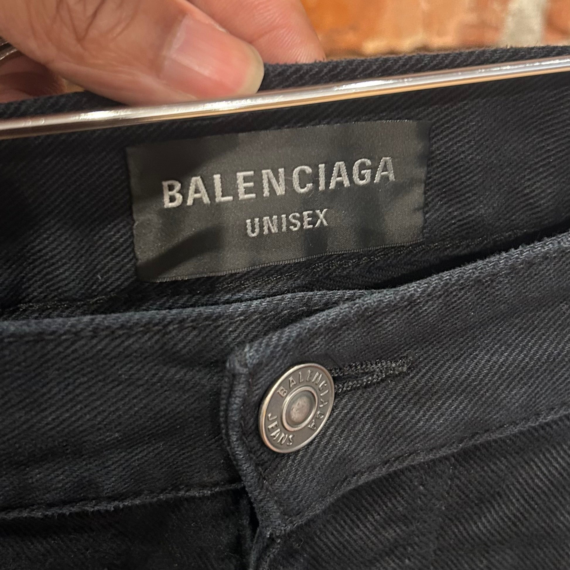 BALENCIAGA SS23 BAGGY SIZE STICKER DENIM ‘BLACK’