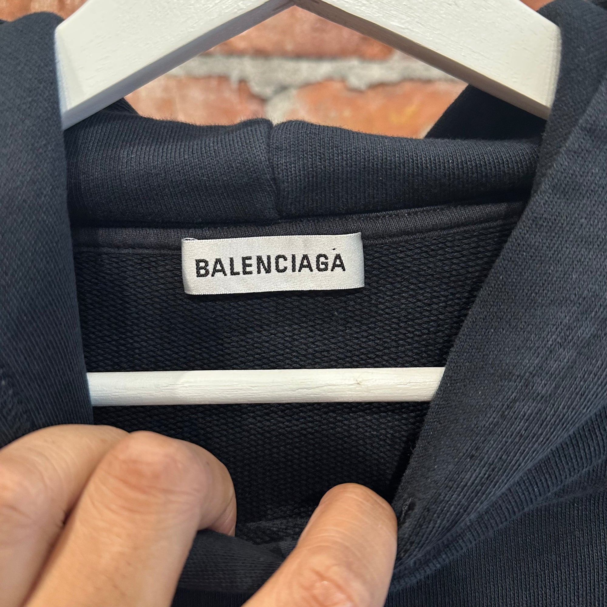 BALENCIAGA SS19 BB LOGO OVERSIZED HOODIE ‘BLACK’