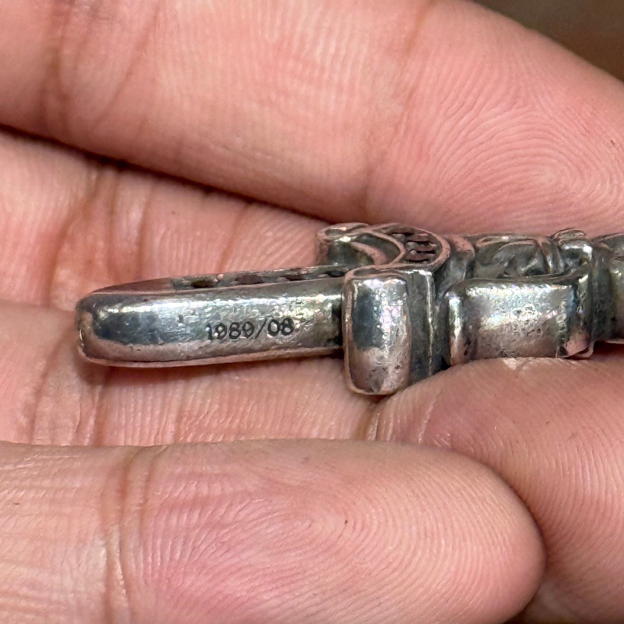 CHROME HEARTS BLACK DIAMOND DOUBLE DAGGER NECKLACE ‘SILVER’