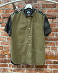 JUNYA WATANABE PATCHWORK BUTTON UP ‘GREEN’
