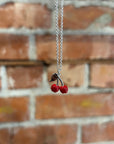 VIVIENNE WESTWOOD CHERRY PENDANT NECKLACE ‘SILVER/RED’