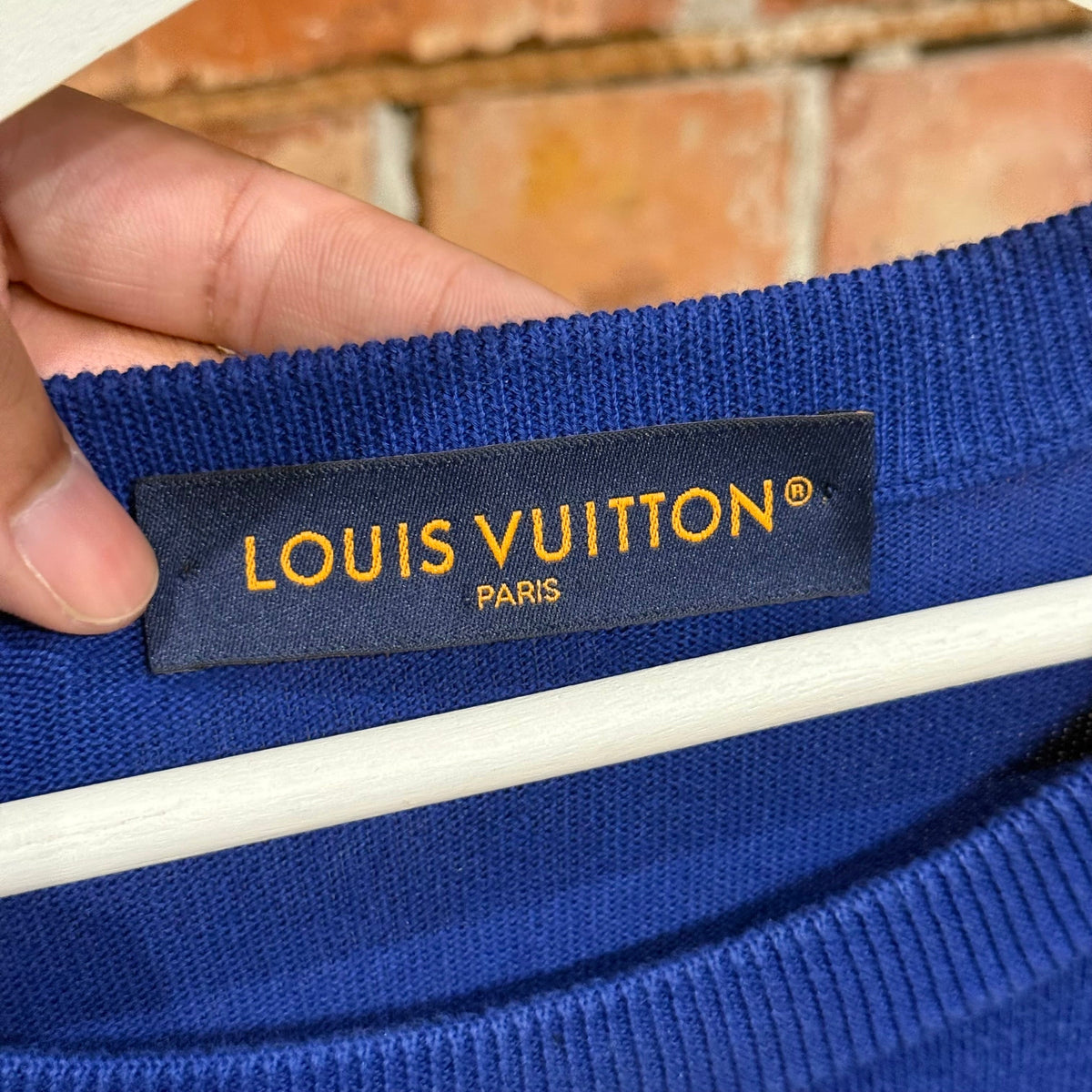LOUIS VUITTON SS23 INTARSIA CREWNECK KNIT TEE ‘BLUE’
