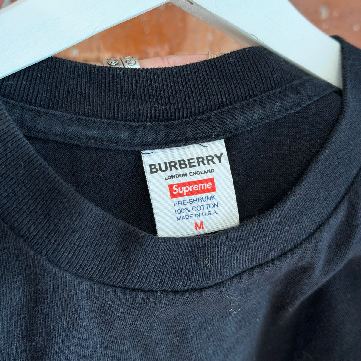 SUPREME SS22 BURBERRY BOX LOGO TEE ‘BLACK/BROWN’