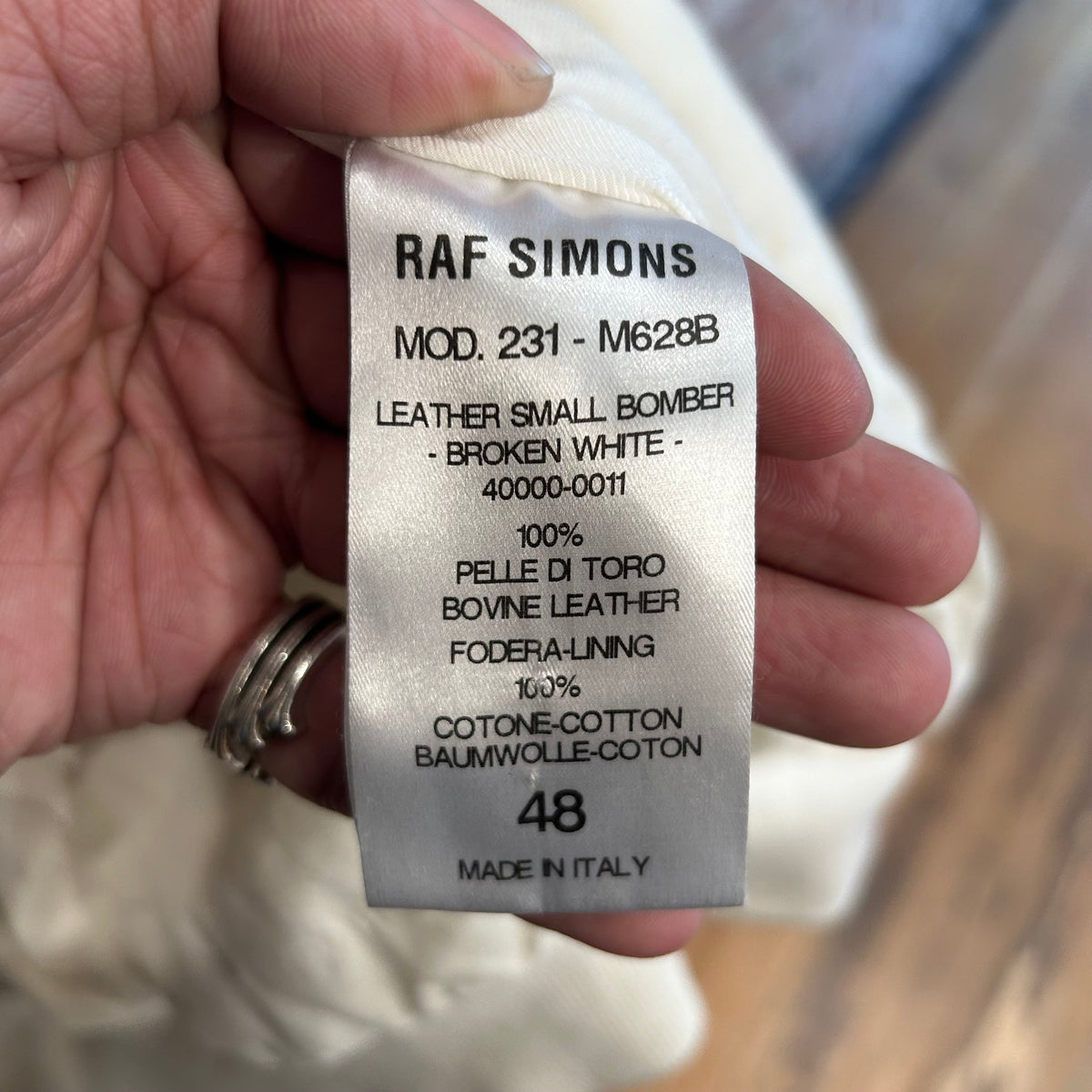 RAF SIMONS SS23 LEATHER SMALL BOMBER JACKET ‘WHITE’